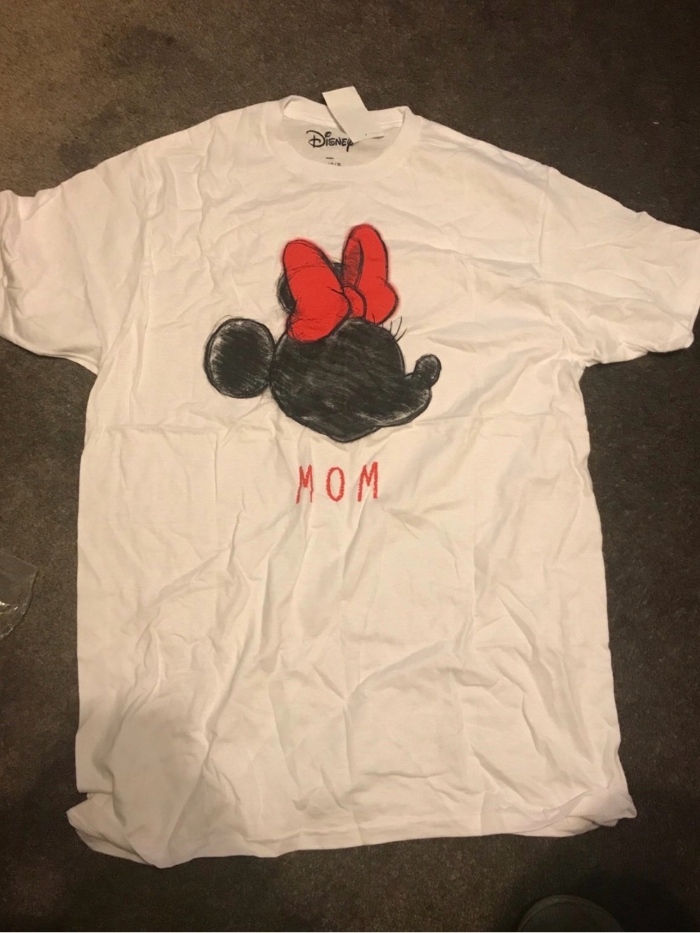 Disney White Tee with Black Minnie Silhouette and Red Bow